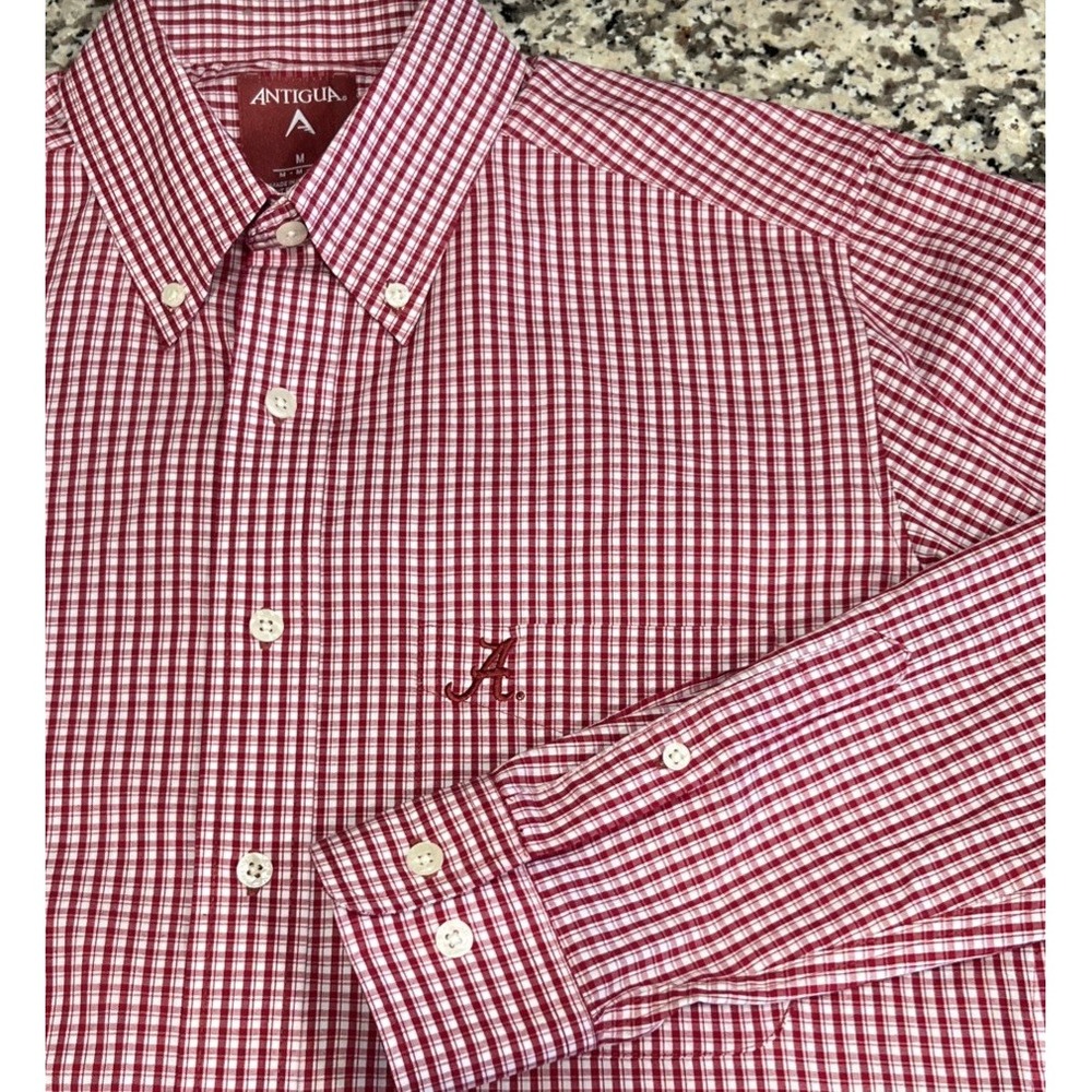 Men's Antigua Alabama Crimson Tide Long Sleeve Button Down Shirt Medium